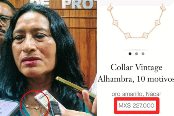 Abelina López dice que “el pueblo” le regaló su collar de $227 mil pesos