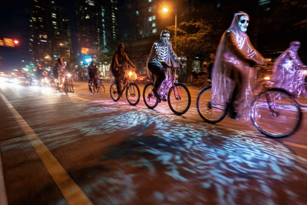 Paseo Nocturno de Día de Muertos: la CDMX pedalea entre luz y tradición